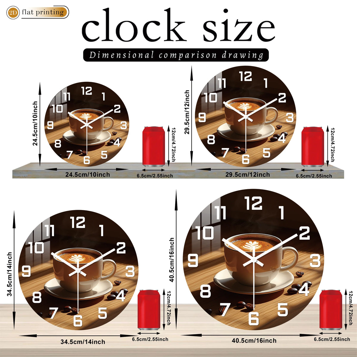 Horloge Mural Design Tasse Café Art Latte Cuisine Silencieuse