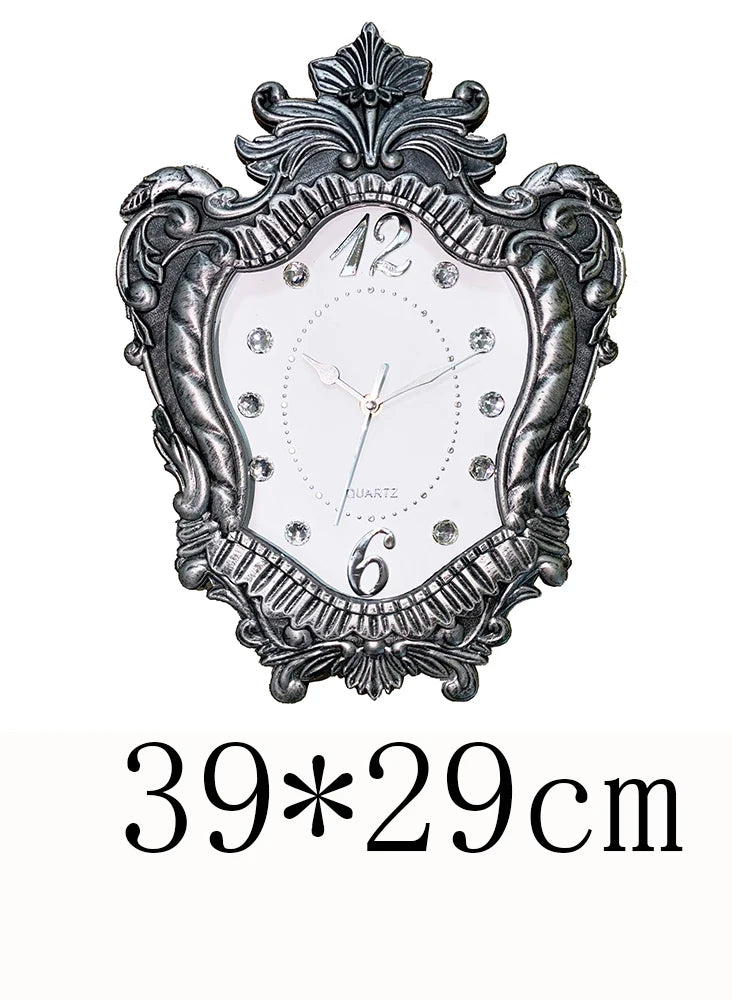 Horloge Mural Vintage Style Cour Chiffres Romains Or Noir