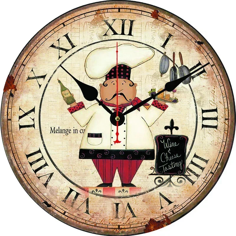 Horloge Murale Chef Boulanger Vintage Cuisine Décoration