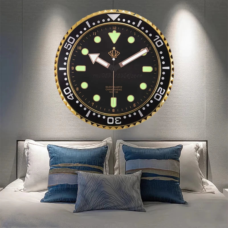 Horloge Mural Design Moderne Luxe Or Argent Silencieuse