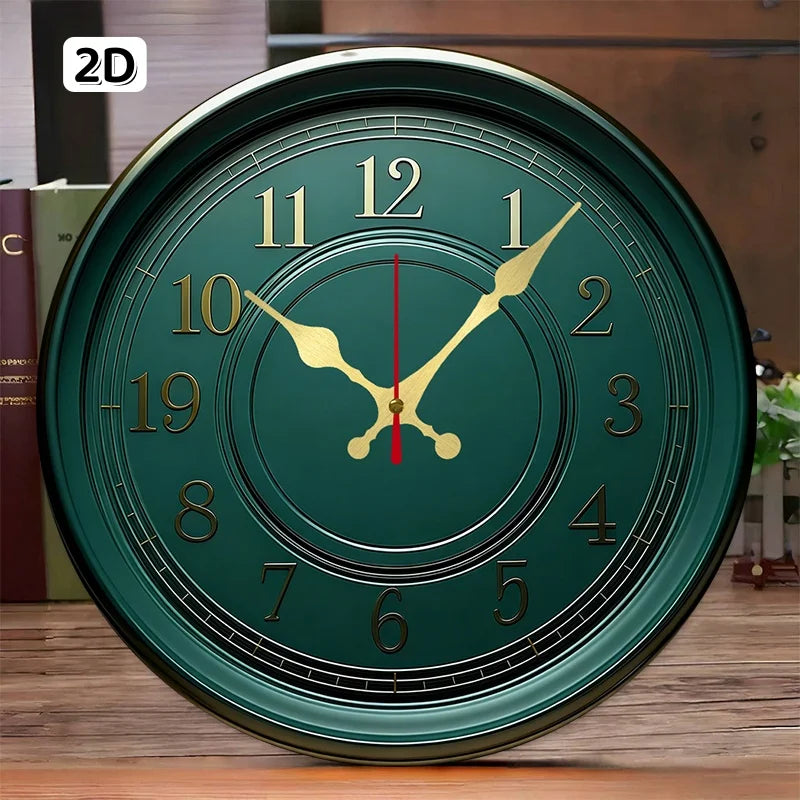 Horloge Mural Vintage Bois Silencieuse Ronde Déco Sarcelle