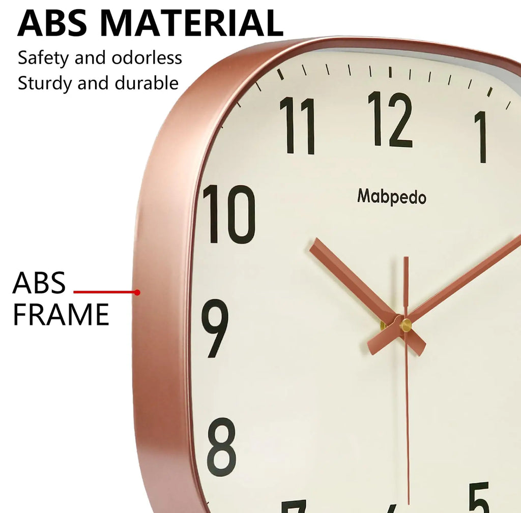 Horloge Murale Carrée Quartz Beige Moderne Élégante
