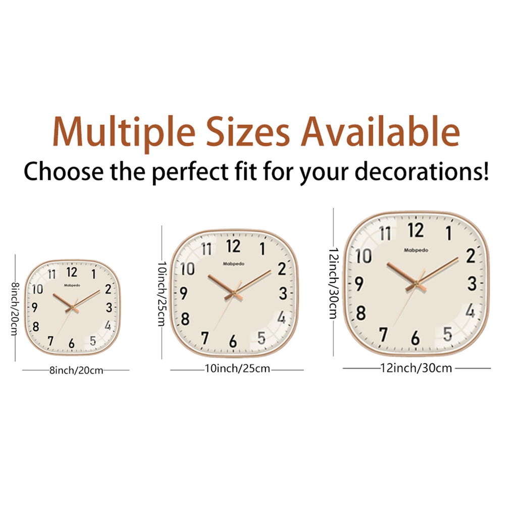 Horloge Murale Carrée Quartz Beige Moderne Élégante