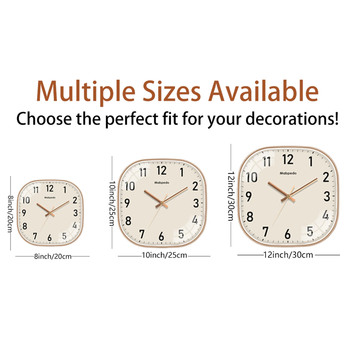 Horloge Murale Carrée Quartz Beige Moderne Élégante