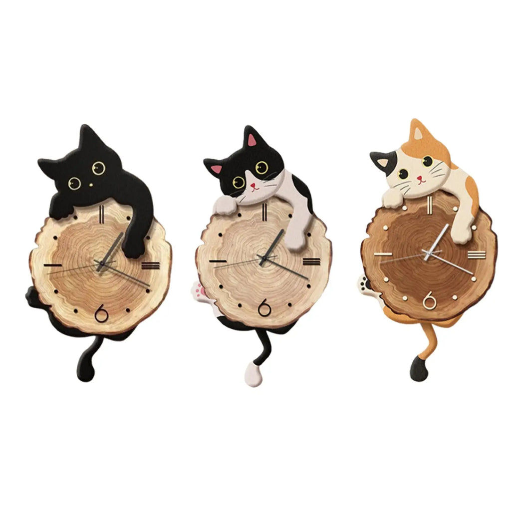 Horloge Mural Chat Pendule Déco Mignonne Animale