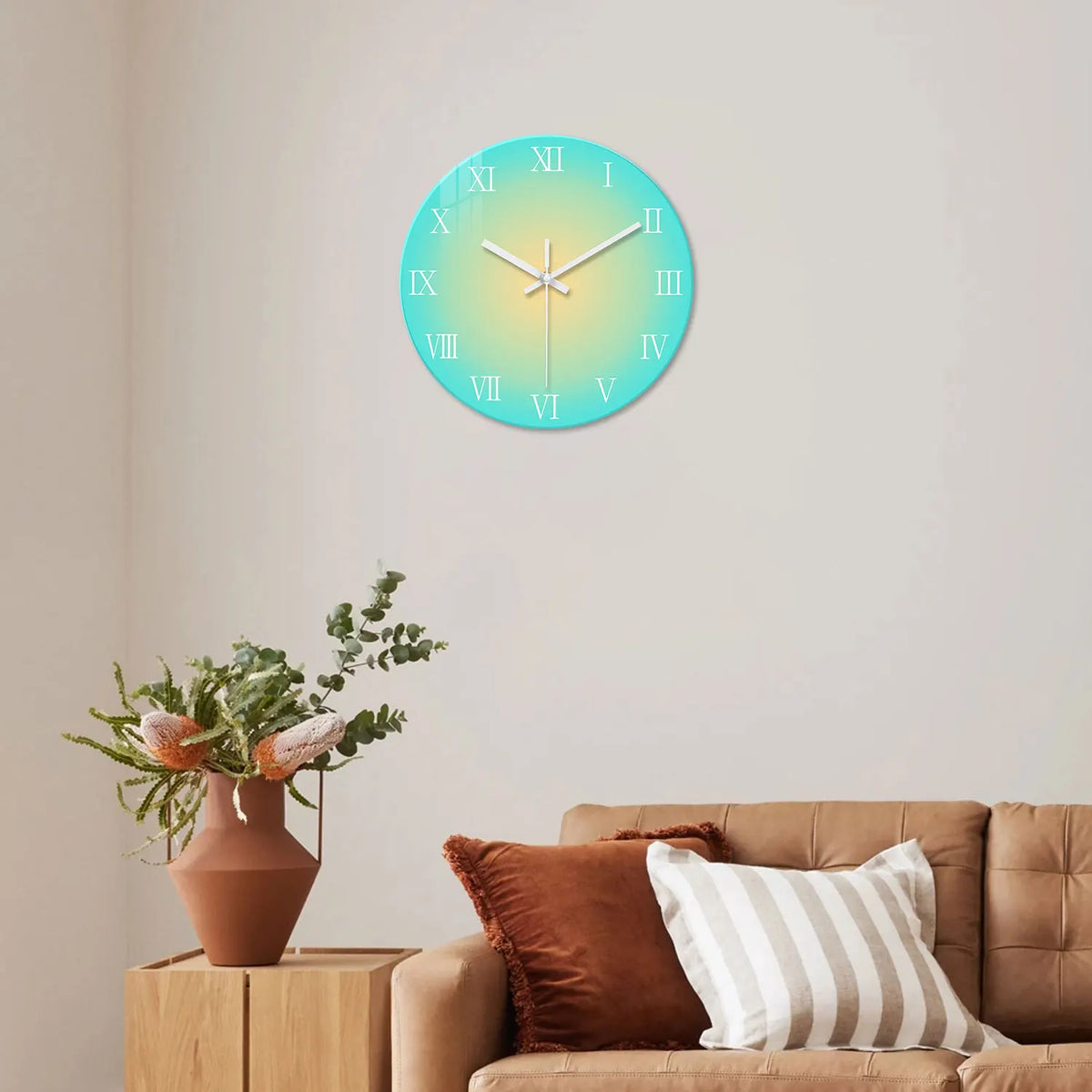 Horloge Mural Verre Trempé Dégradé Silencieuse Design.