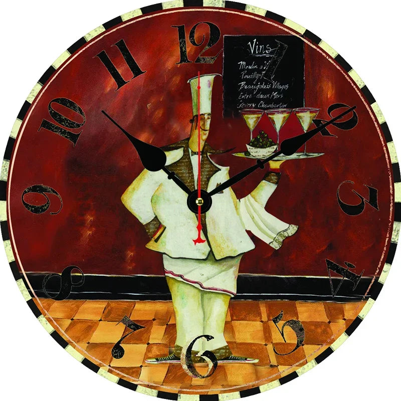 Horloge Murale Vintage Chef Boulanger Cuisine Déco Moderne