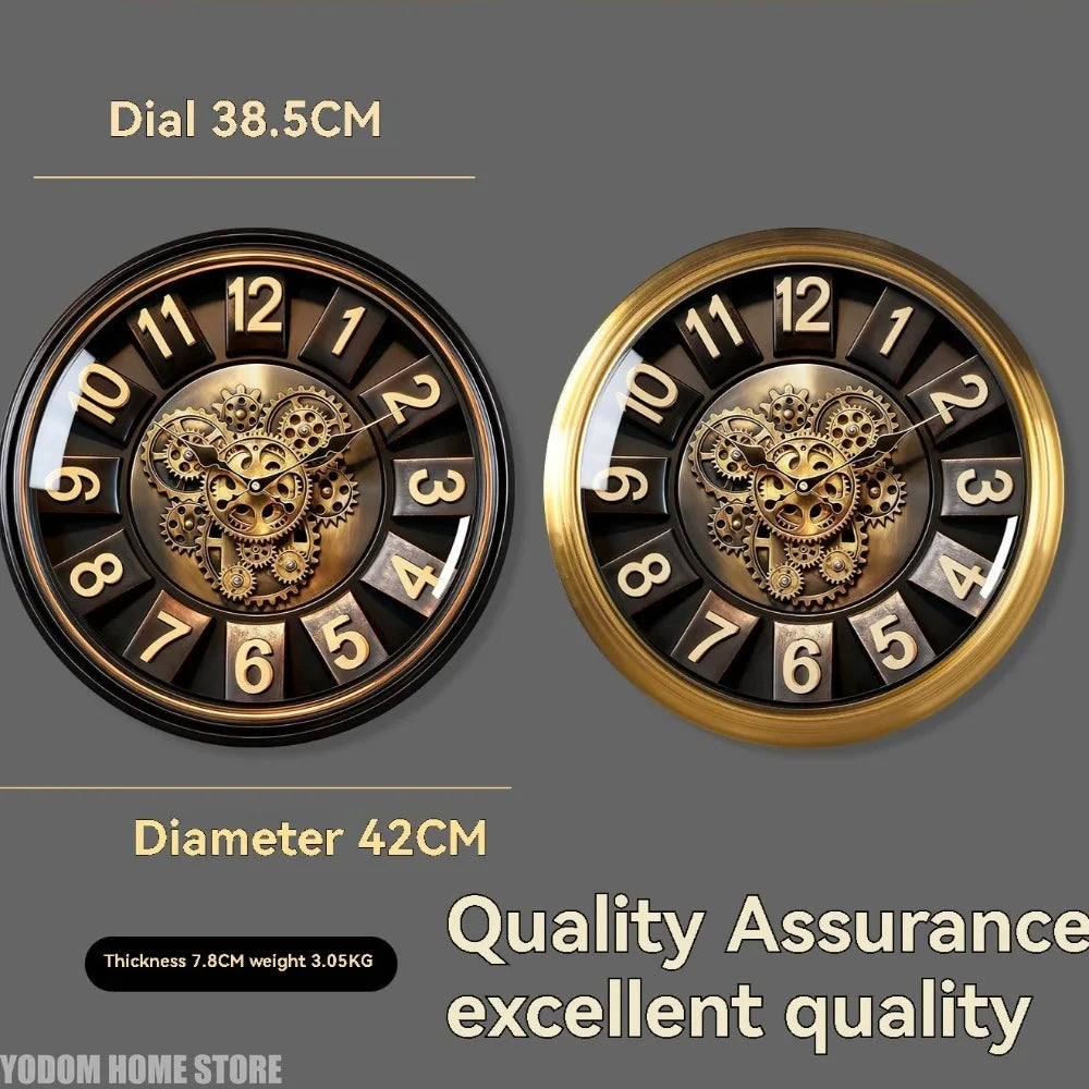 Horloge Murale Steampunk Engrenages Mobiles Industrielle Géante