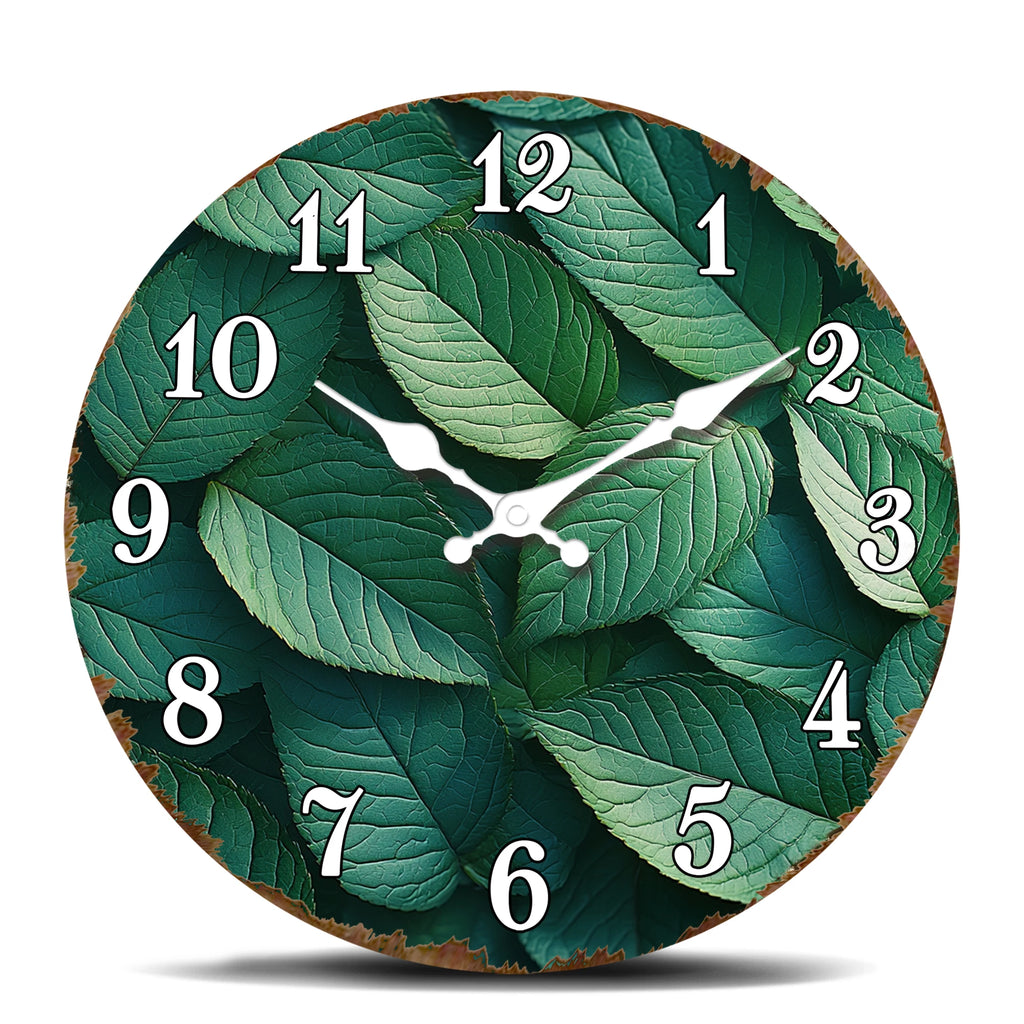 Horloge Mural Botanique Feuillage Vert Luxuriant Amoureux Plantes