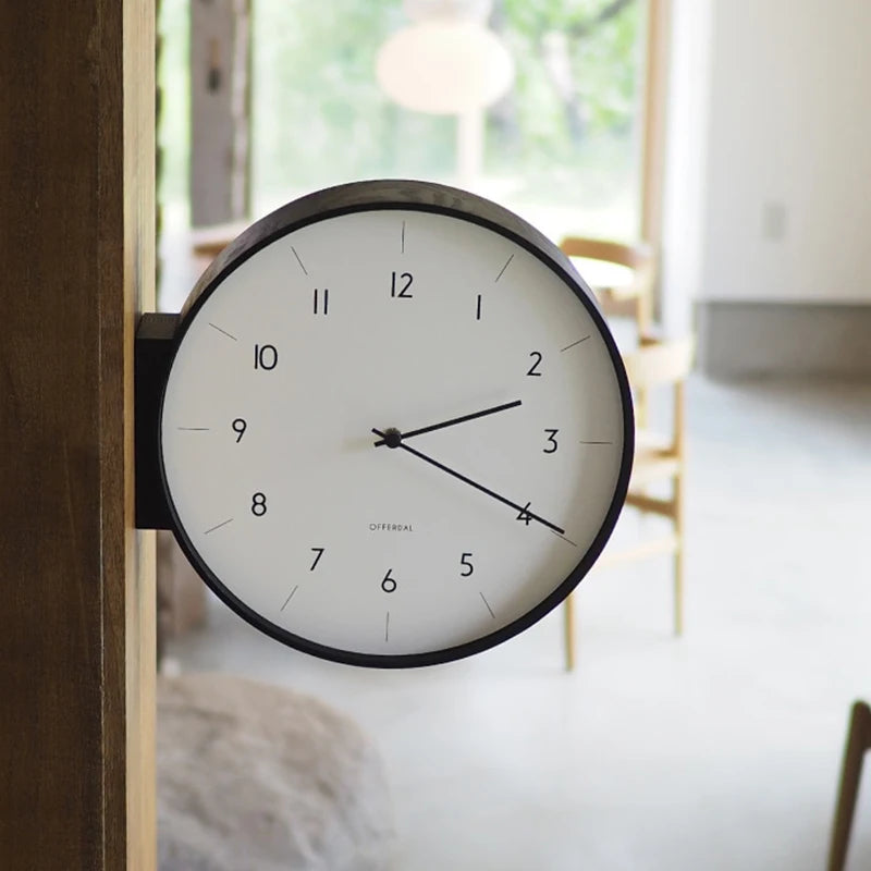 Horloge Mural Japonaise Double Face Bois Massif Luxe.