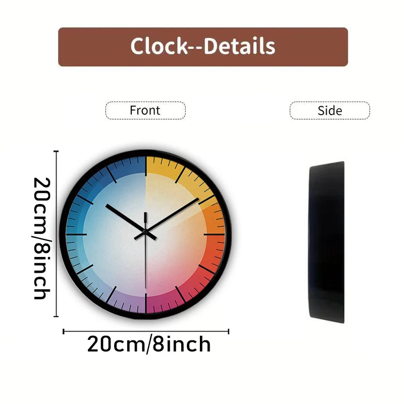 Horloge Mural Silencieuse Ronde Cartoon Couleurs Dégradées Enfants