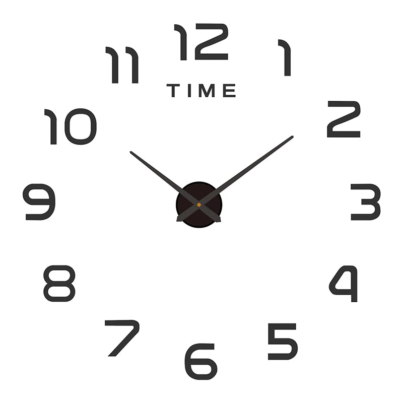 Horloge Mural 3D Géante Chiffres Romains Adhésive Miroir