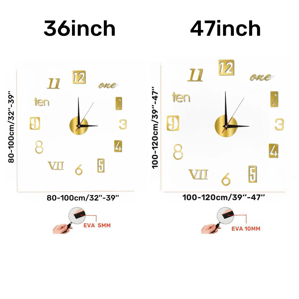 Horloge Mural 3D Lumineuse Géante Numérique DIY Silencieuse
