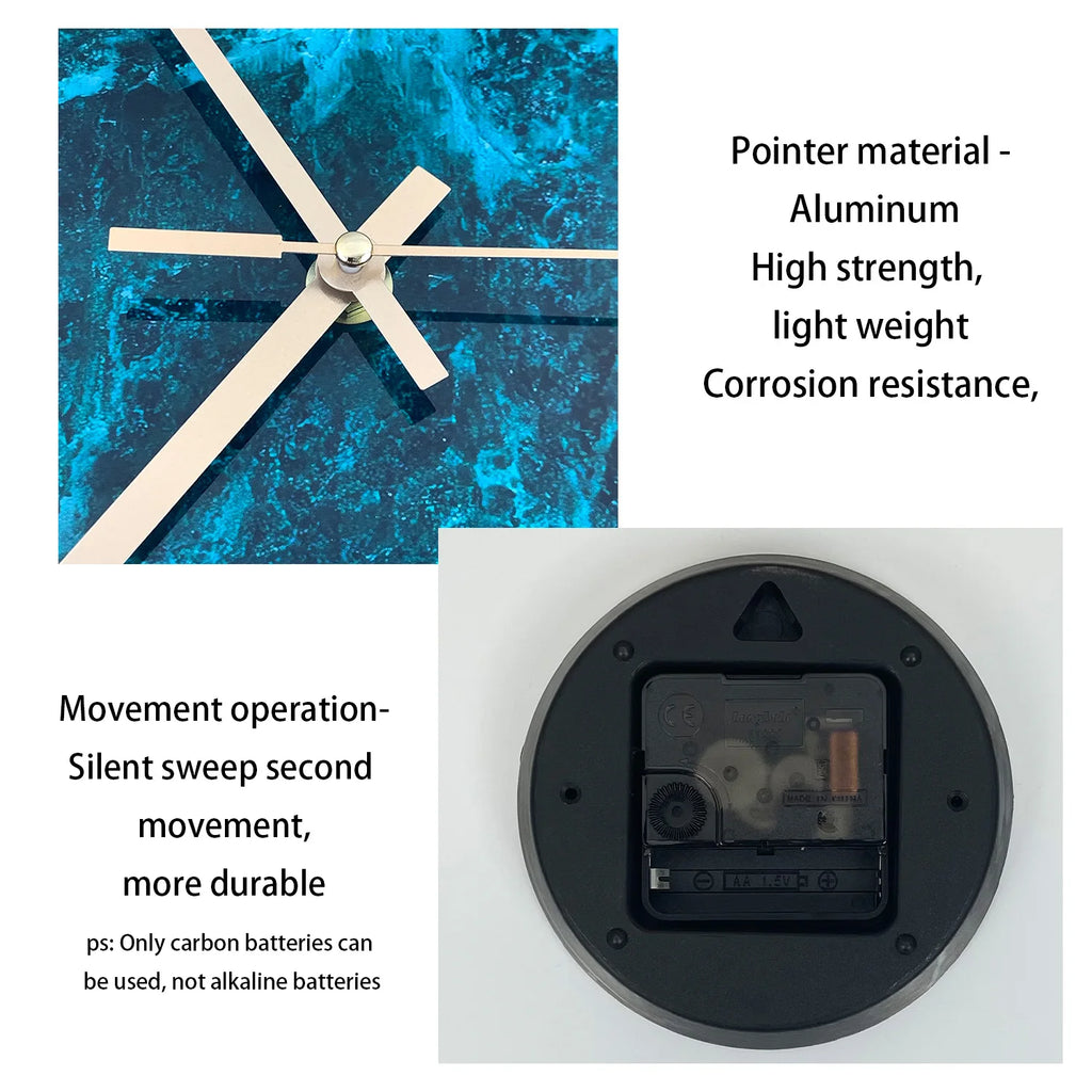 Horloge Mural Marbre Vert Fonce Verre Trempé Design