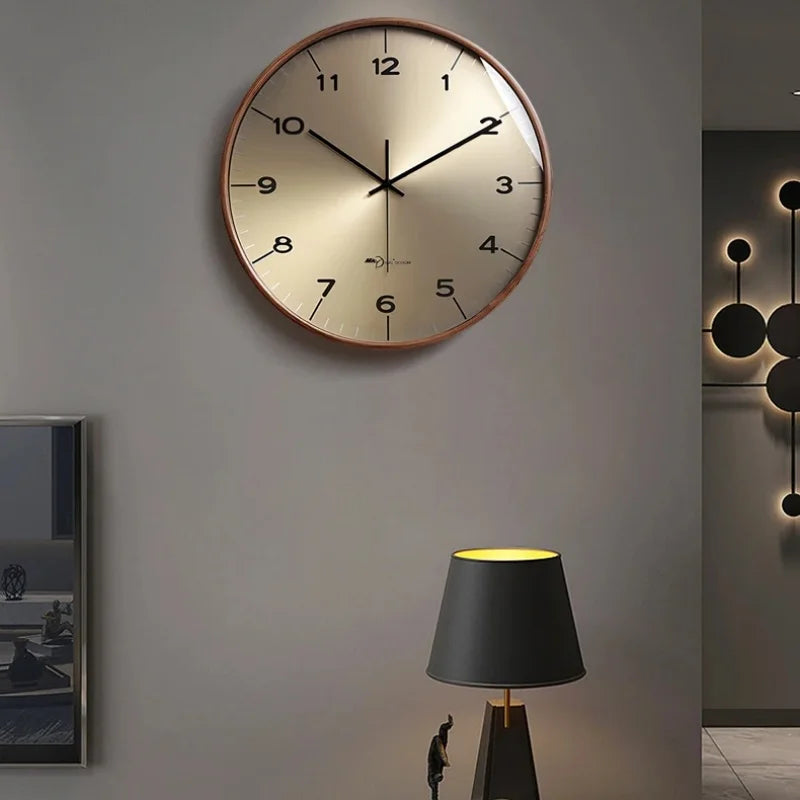 Horloge Mural Moderne Luxe Bois Massif Décor Salon