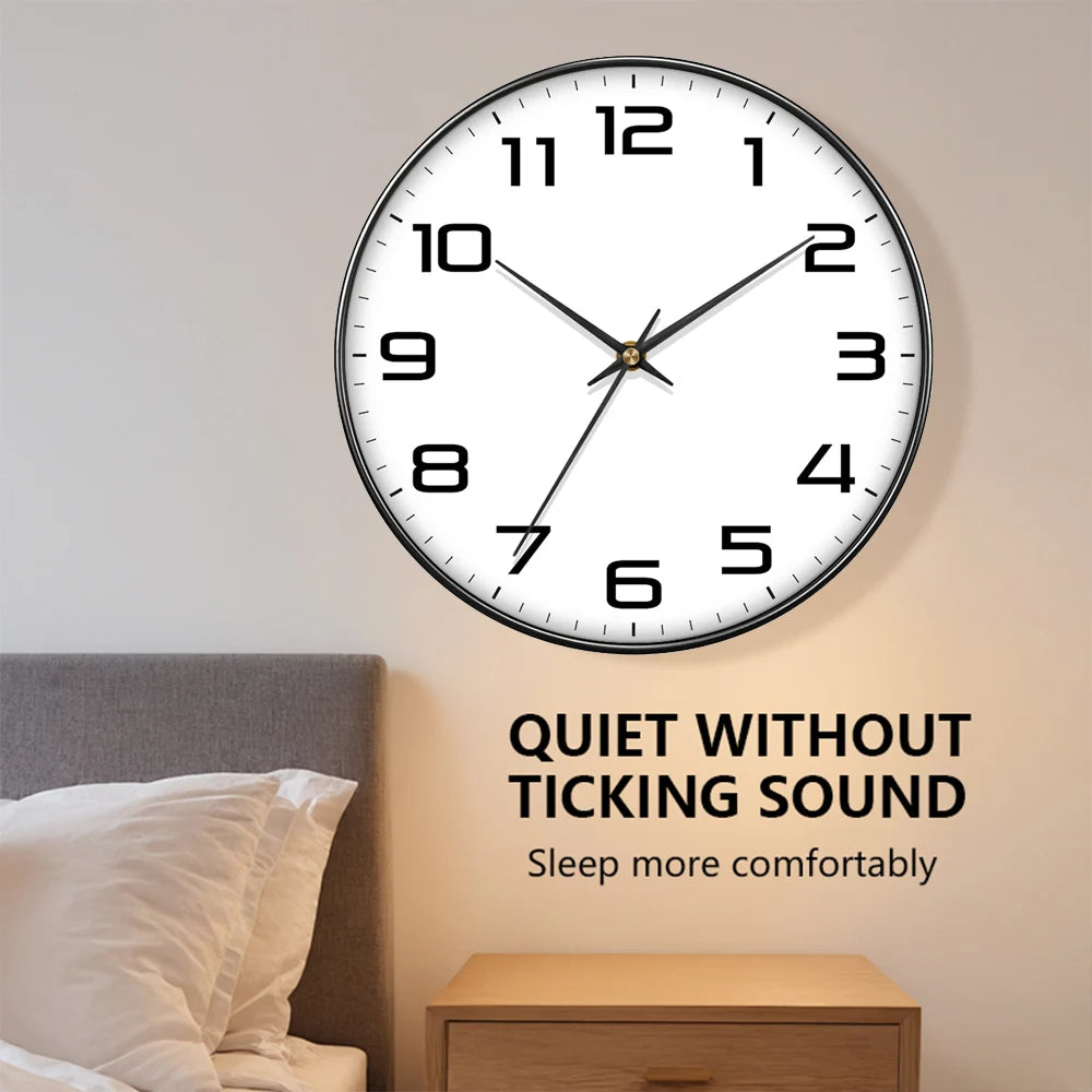 Horloge Murale Silencieuse Classique Vintage Grands Chiffres Décoration