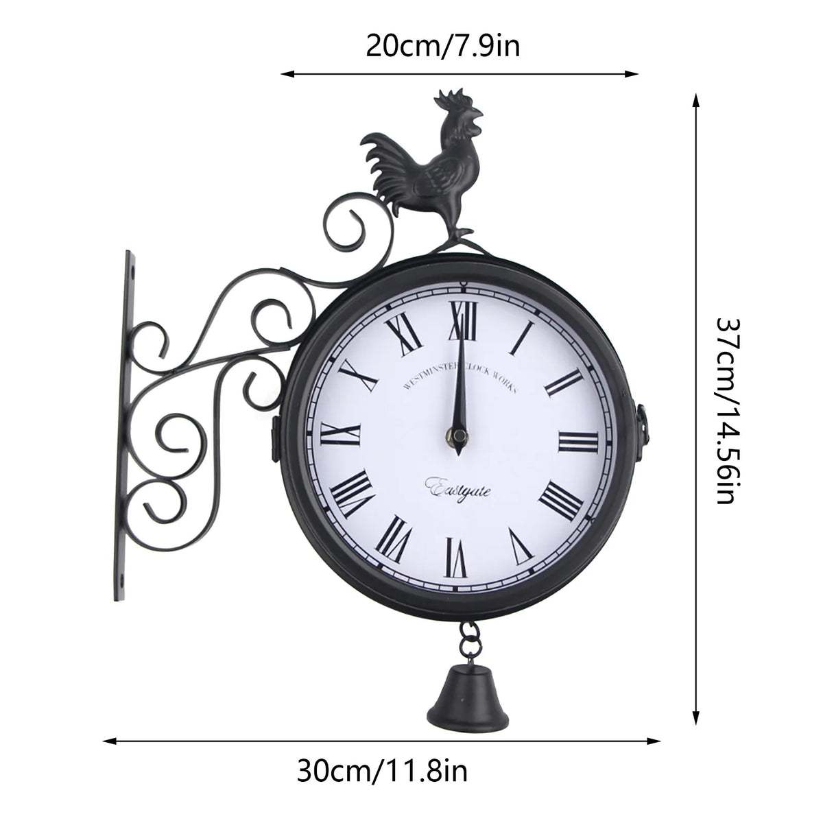 Horloge Mural Double Face Métal Décorative Design