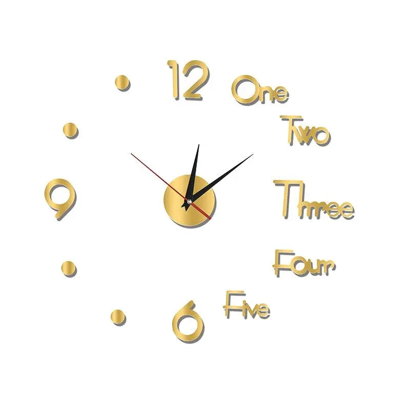Horloge Murale 3D DIY Silencieuse Moderne Sans Perçage