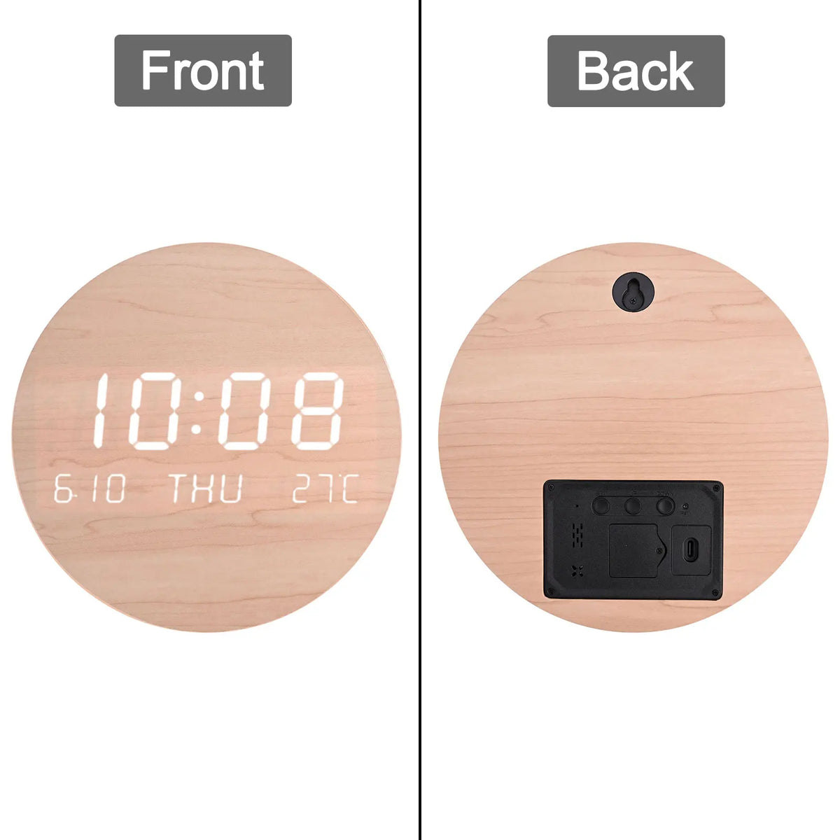 Horloge Mural LED Digitale Bois Design Moderne