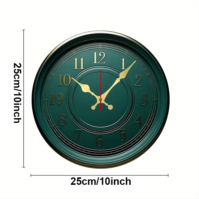Horloge Mural Vintage Bois Silencieuse Ronde Déco Sarcelle