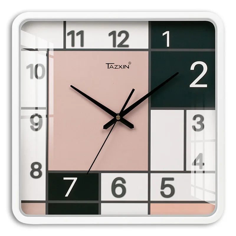 Horloge Murale Carrée Moderne Silencieuse Quartz Calendrier Digital