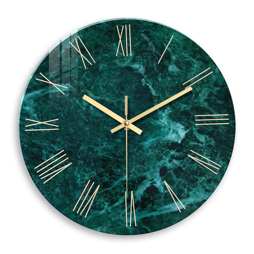 Horloge Mural Marbre Vert Foncé Motif Élégant Déco