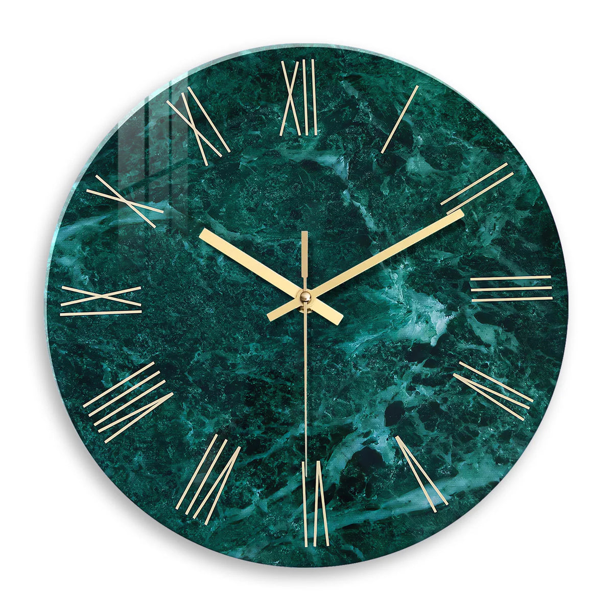 Horloge Mural Marbre Vert Foncé Motif Élégant Déco