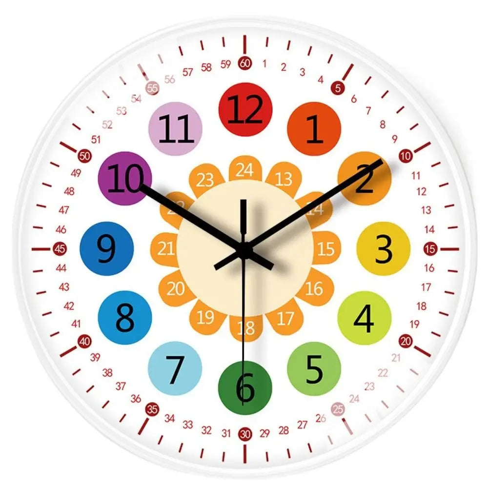 Horloge Murale Enfant Apprentissage Silencieuse Moderne Sans Perçage