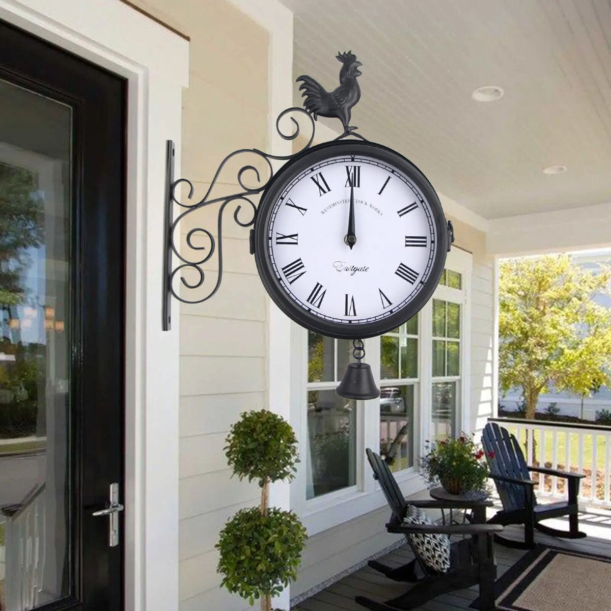 Horloge Mural Double Face Métal Décorative Design