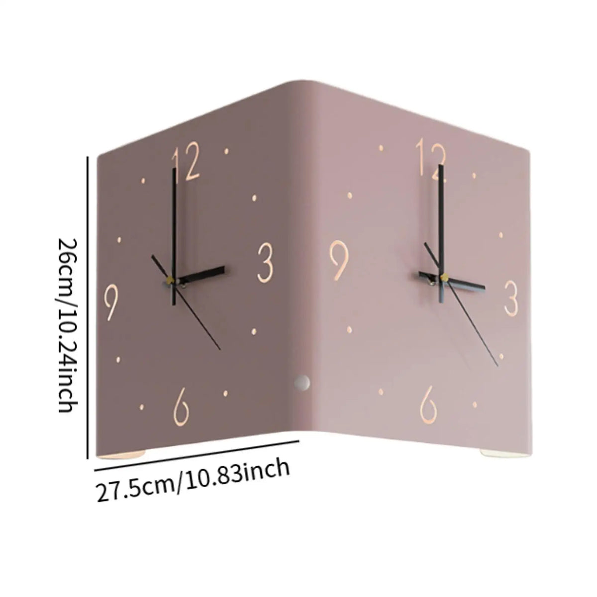Horloge Mural d'Angle Double Face Silencieuse Décorative