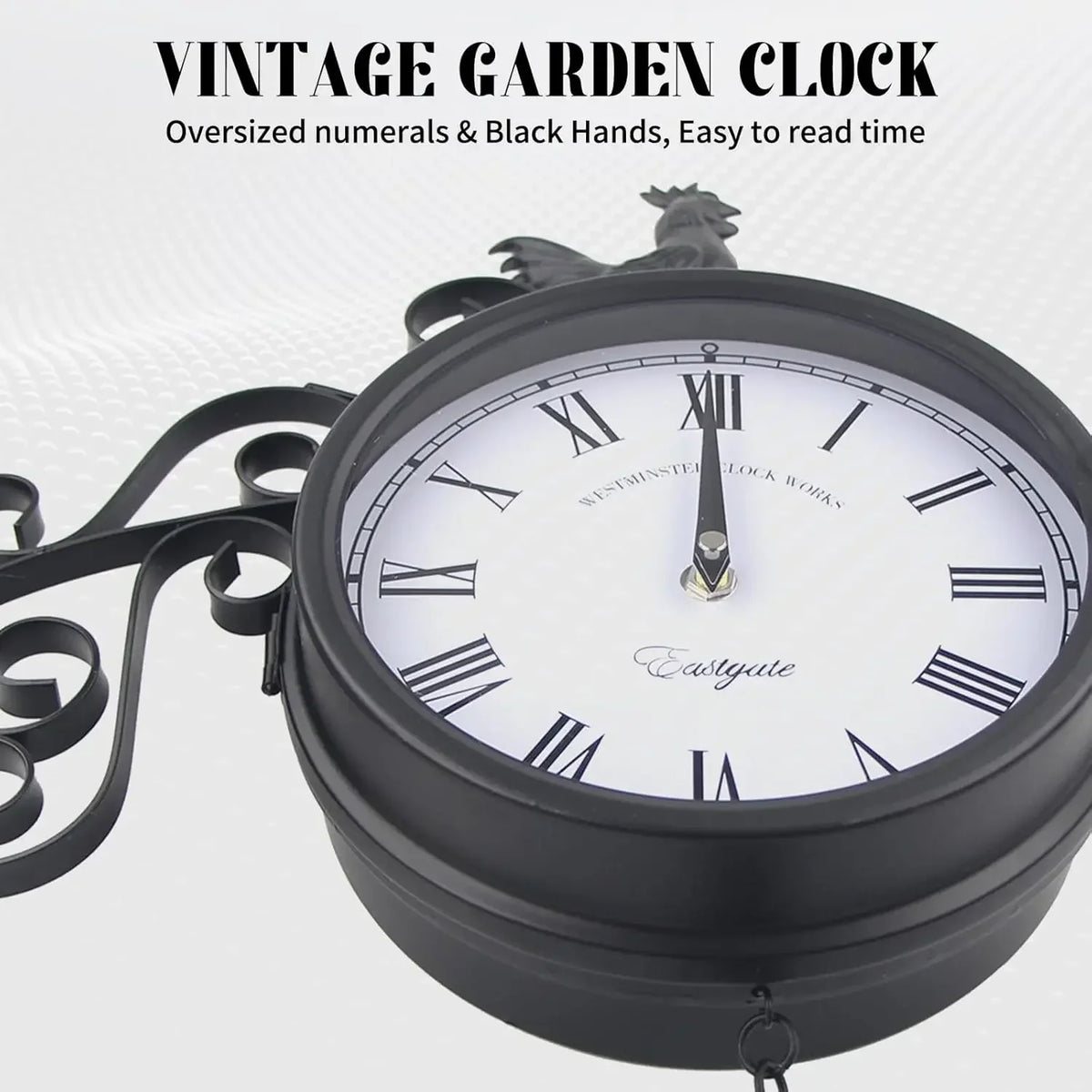 Horloge Murale Double Face Vintage Jardin Noir