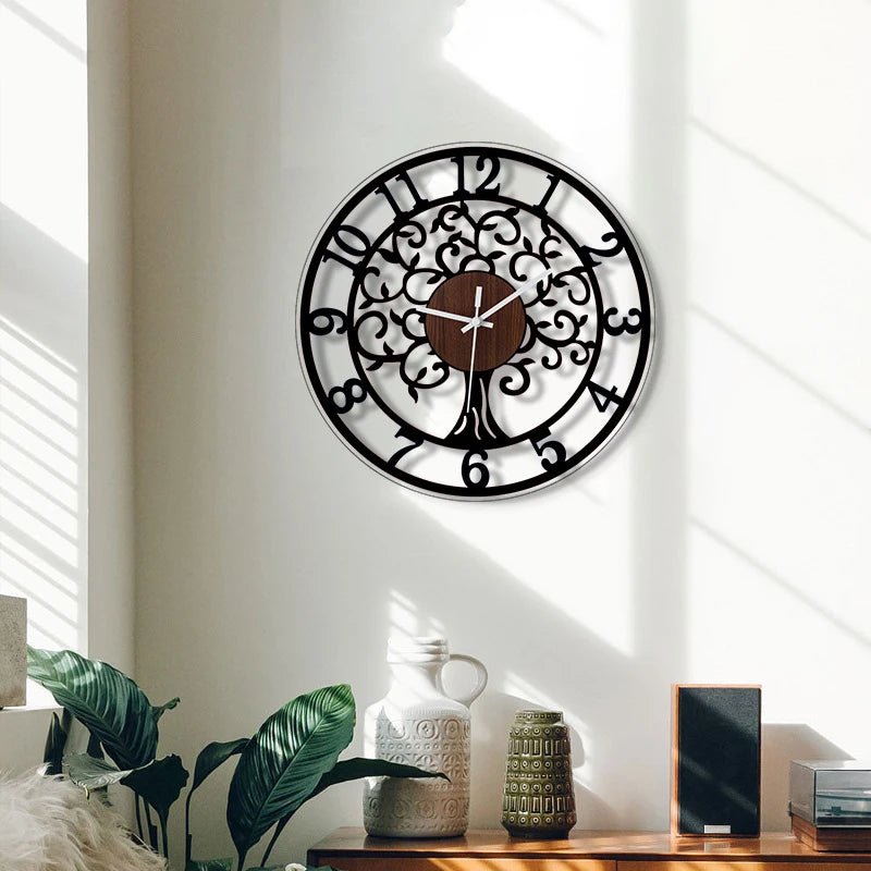 Horloge Mural Ronde Rétro Européenne Silencieuse Décorative