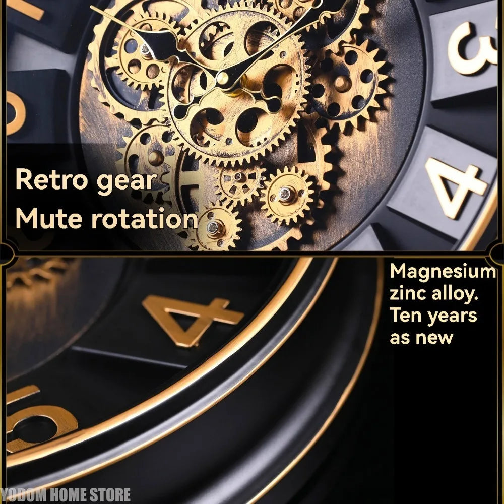 Horloge Murale Steampunk Engrenages Mobiles Industrielle Géante