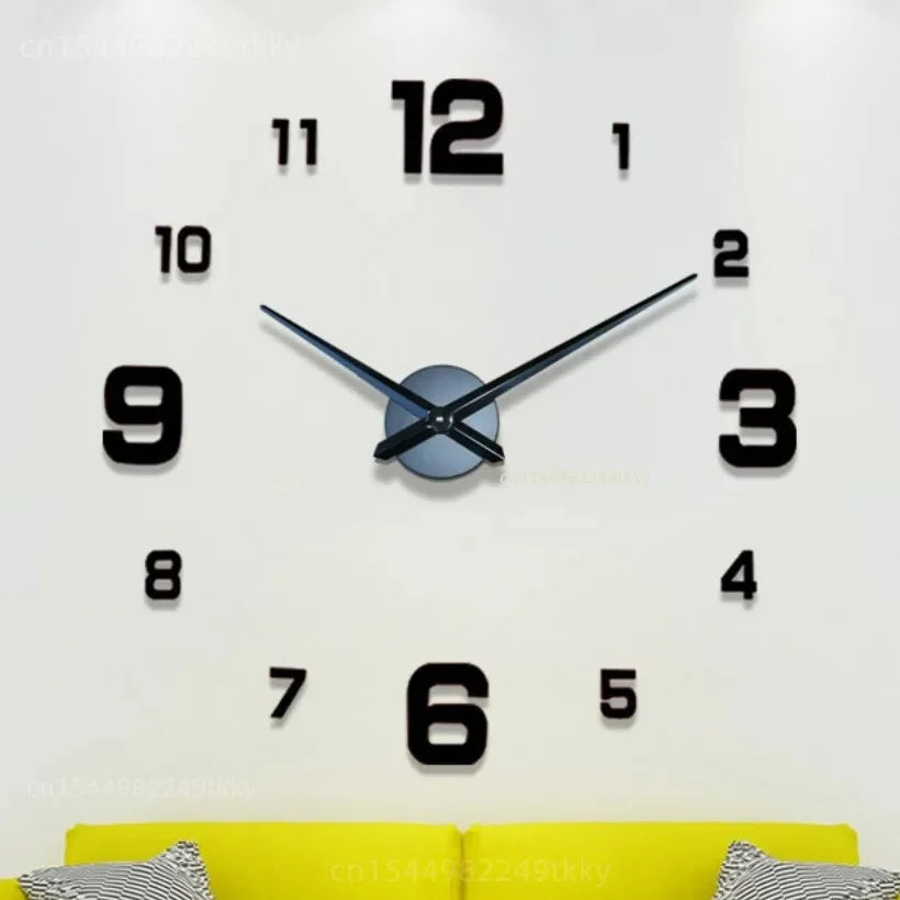 Horloge Mural Grande 3D Lumineuse Silencieuse DIY