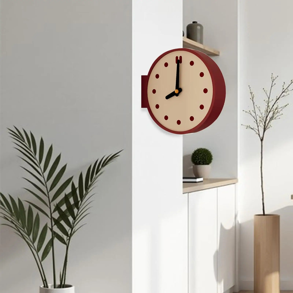 Horloge Mural Design Minimaliste Double Face Coin Bureau
