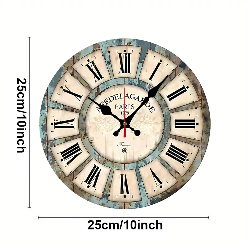 Horloge Mural Bois Ronde Chiffres Romains Silencieuse Maison