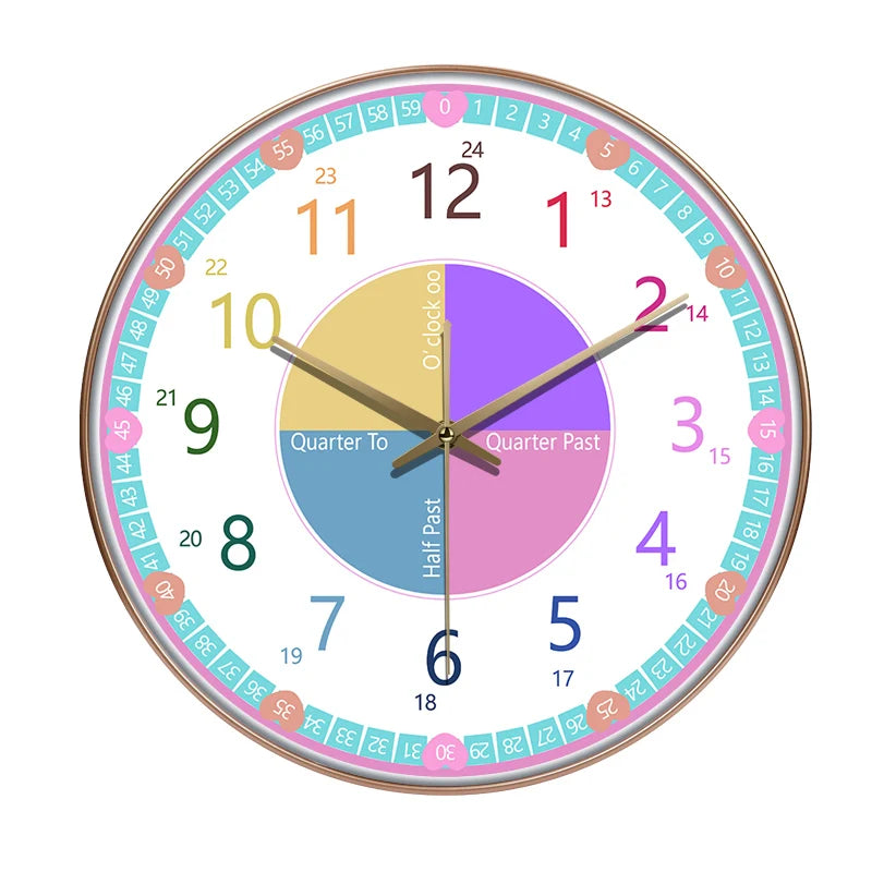 Horloge Murale Enfant Éducative Dessin Animé Colorée Décoration