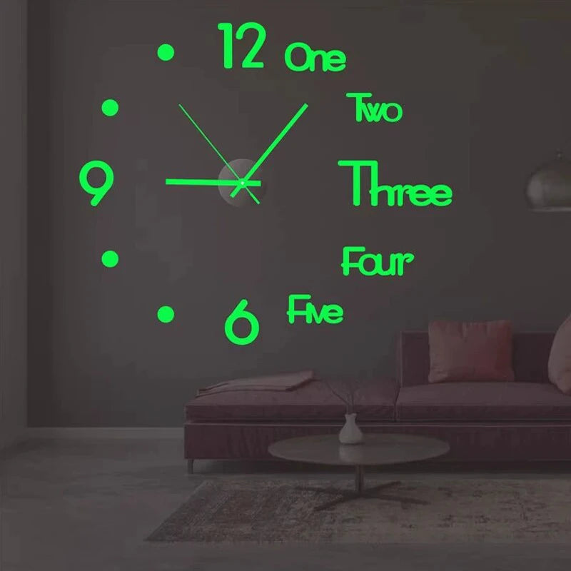 Horloge Mural DIY 3D Silencieuse Adhésive Moderne