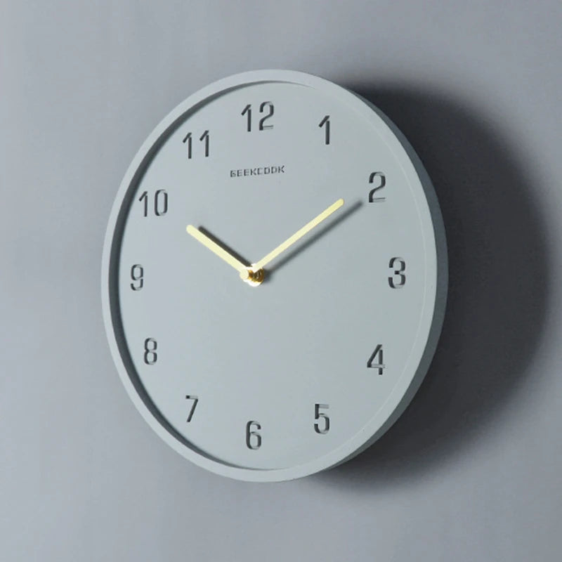 Horloge Murale Industrielle Minimaliste Ciment Gris Silencieuse.