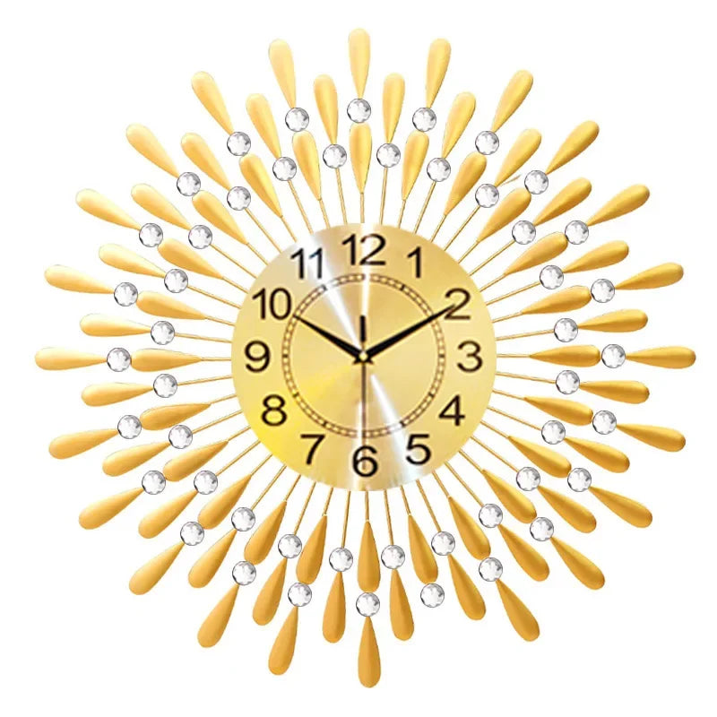 Horloge Mural Vintage Or Luxe Silencieuse Décoration