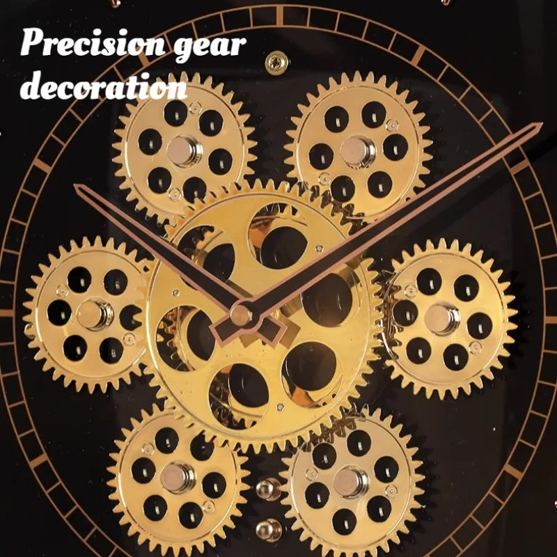 Horloge Mural Vintage Engrenages Rotatifs Silencieuse Grands Chiffres