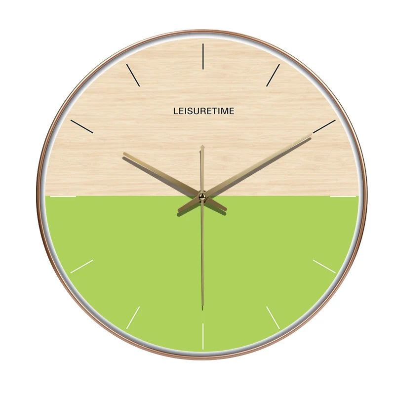 Horloge Murale Bicolore Silencieuse Quartz Verre Design