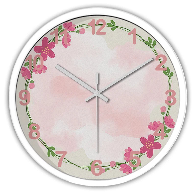 Horloge Murale Cartoon Rose Silencieuse Pour Enfants