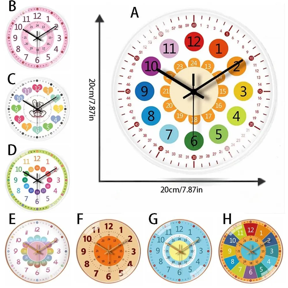 Horloge Murale Silencieuse Enfant Apprentissage Sans Perçage