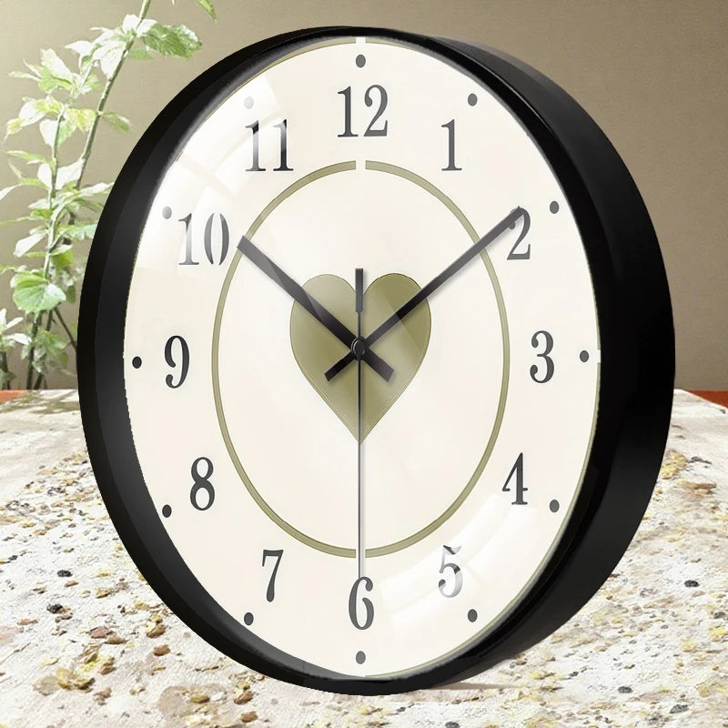 Horloge Mural Cœur Vintage Dessin Animé Silencieuse Enfant