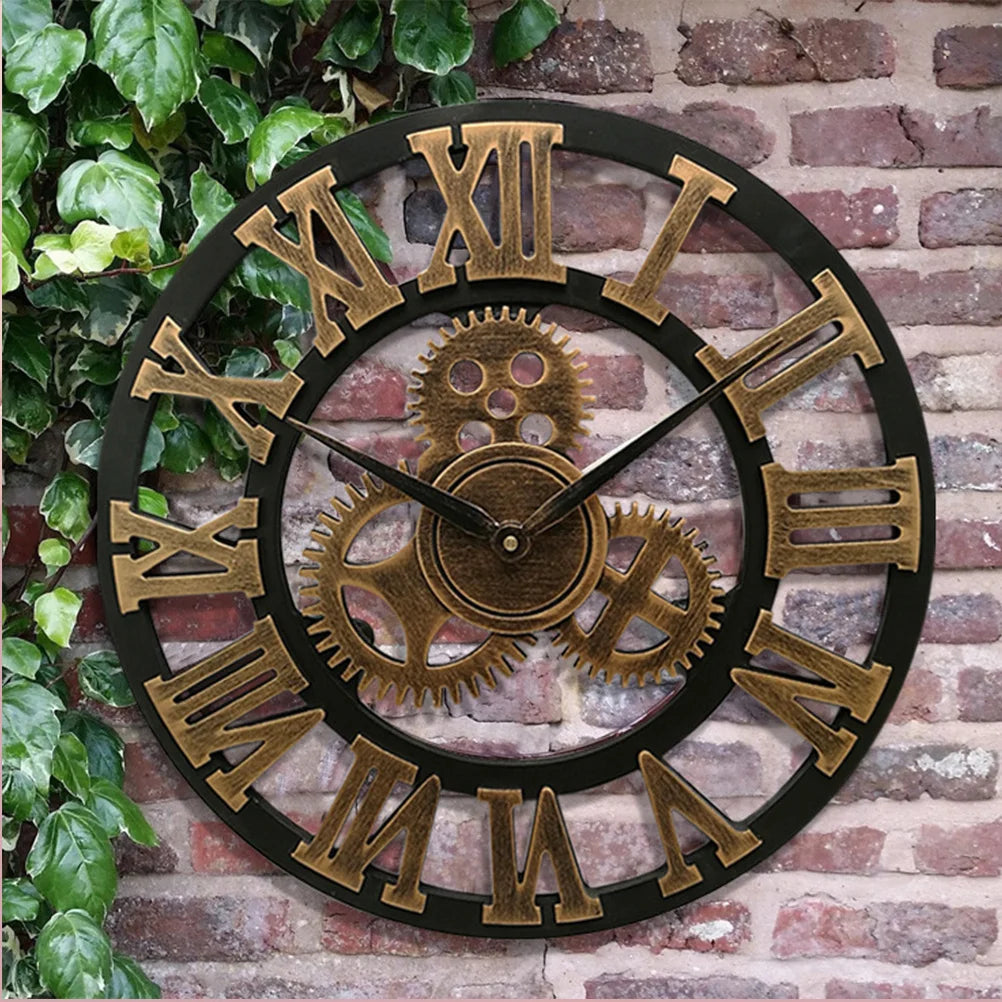 Horloge Mural Industrielle Vintage Engrenages Décorative Steampunk