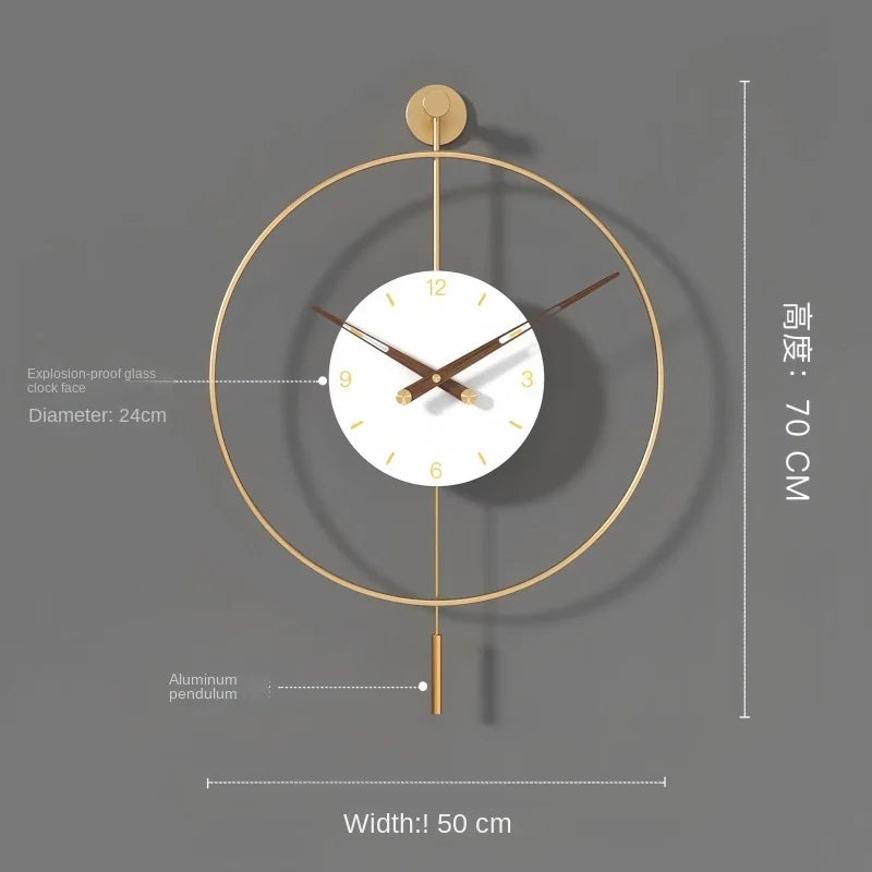 Horloge Mural Silencieuse Moderne Luxe Fer Art Salon.