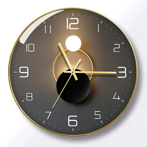 Horloge Murale Silencieuse Design Cadre Fin Noir Luxe