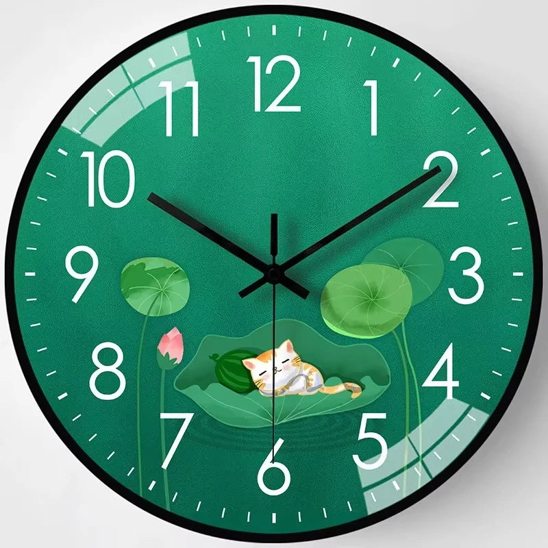 Horloge Murale Chat Nordique Lotus Silencieuse 10 Pouces