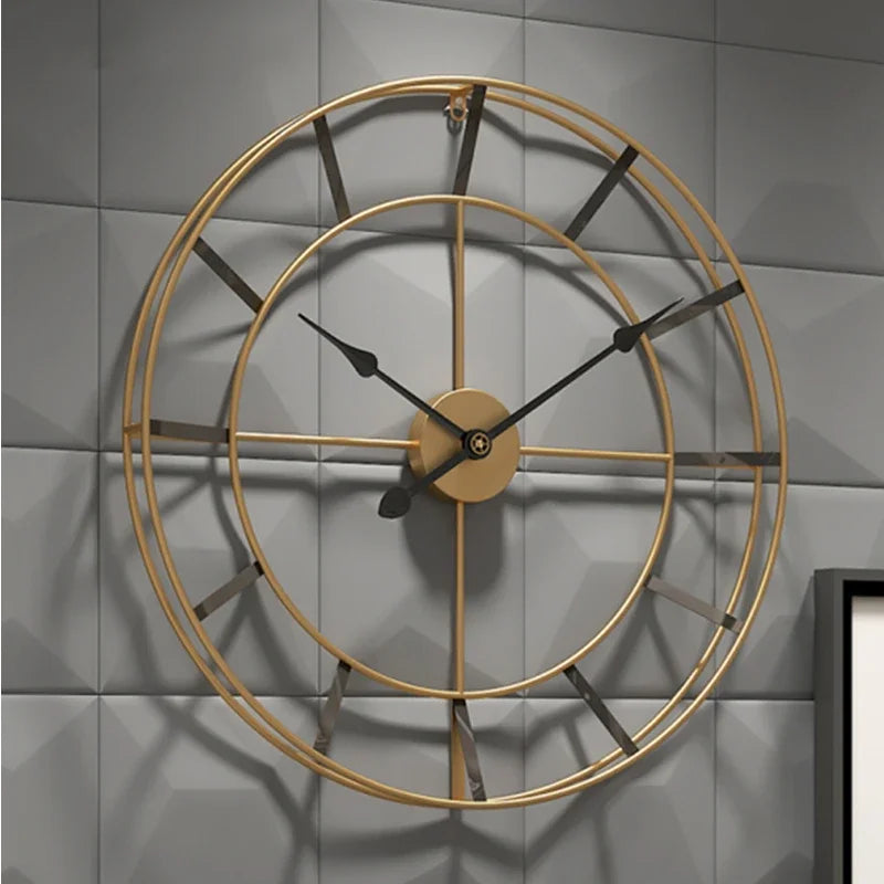 Horloge Mural Moderne Design Minimaliste Noir Or Silencieuse